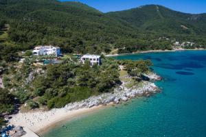 an aerial view of a resort on a beach at Villa Victoria by La Scala Beach in Limenas