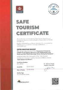 a permit for a state tourism centricitute with a red at Ceti̇n Presti̇ge Resort in Erdek
