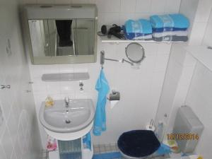 ein Badezimmer mit Waschbecken, Spiegel und Toilette in der Unterkunft Abendröte in Wernigerode + 16 Fotos