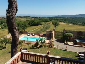 eine Villa mit einem Pool und einem Baum in der Unterkunft Relais Castelluccio Palusse in Città della Pieve