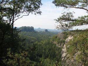 a view from the top of a mountain with trees at Doppelzimmer Liliensteinblick 1.OG in Bad Schandau +2 photos