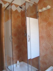 a shower with a glass door in a bathroom at Vicenza City Apartments 1 in Vicenza +8 photos