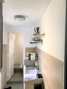 eine Küche mit einem Waschbecken im Zimmer in der Unterkunft Coeur de Bastide in Bordeaux