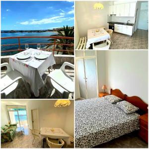 un collage di quattro foto di un tavolo e di una stanza di Cristianmar ad Arona