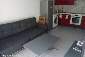 ein Wohnzimmer mit Couch und Küche in der Unterkunft Charmante maisonnette aux portes de paris in Saint-Ouen + 9 Fotos