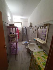 a small bathroom with a sink and a toilet at King Apartment in Torino di Sangro