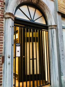 een toegang tot een gebouw met een ijzeren poort bij Apartment in Historical Center in Luik