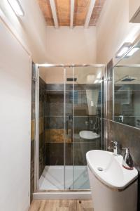 a bathroom with a shower and a sink at Terrace apt in Piazza Strozzi-center of Florence in Florence +14 photos