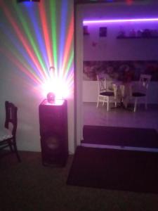 a room with a rainbow light on the wall at Villa Mia in Levoča +73 photos