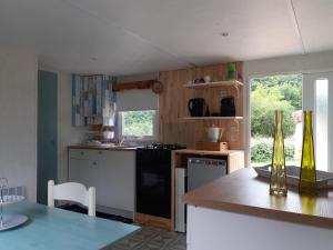 Dapur atau dapur kecil di restyled bohemian mobil home carpe diem