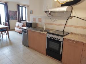 a kitchen with a stove and a sink at Spacious apartment in Aygedzor street in Yerevan