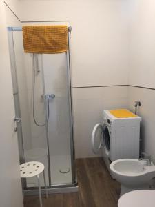 a bathroom with a shower and a toilet and a sink at Aubert 64 in Aosta