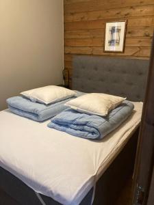two beds with pillows on top of each other at Oppdal Alpintun in Oppdal