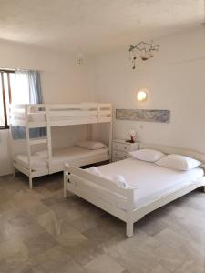 a bedroom with two bunk beds and a ladder at Brunis Apartments in Nei Poroi