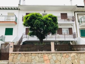 a heart shaped tree on the side of a building at Casa La Mimbrera in Las Navas del Marqués