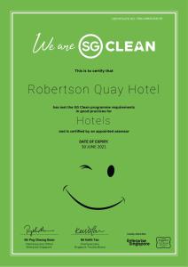 a flyer for a hotel with a smiley face at Robertson Quay Hotel in Singapore