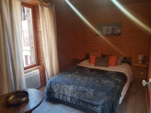 a bedroom with a bed in a room with a window at Le cocon du sancy in Besse-et-Saint-Anastaise +3 photos