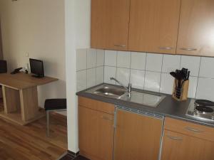 Kuchyň nebo kuchyňský kout v ubytování Gästehaus Hubertus Bad Aibling