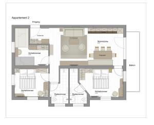 Grundriss der Unterkunft Bergfink apartments