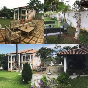 a collage of photos of a house and a park at Pousada Doce Vida Guarapari in Guarapari