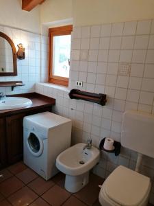 een badkamer met een wastafel en een wasmachine bij Theatrum in Aosta