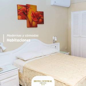 una camera da letto con un letto e un dipinto sul muro di HOTEL CENTRAL a Chiclayo