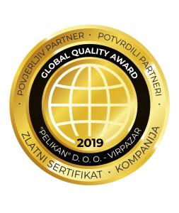 a gold medallion with the parliaments global quality award at Hotel Pelikan in Virpazar