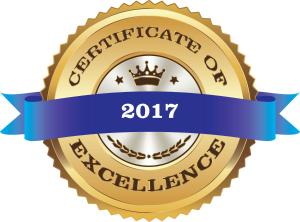 a gold seal with a blue ribbon for certificate of excellence at Hotel Pelikan in Virpazar