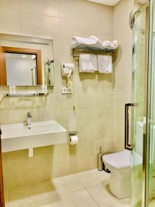 バトゥミにあるHotel Tsereteli Palaceの洗面台とトイレ付きのバスルーム