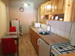 Kuchyň nebo kuchyňský kout v ubytování Apartmanház Mohács