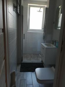 コウォブジェクにあるApartament art-decoのバスルーム(シャワー、シンク、窓付)