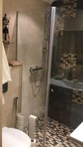 エストリルにあるEstoril Best Apartmentのバスルーム(シャワー、トイレ、洗面台付)