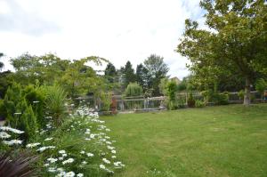 a yard with a fence and some flowers at Lakeside Old Hunstanton in Hunstanton