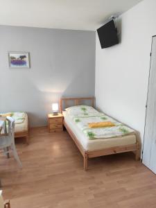 Ein Bett oder Betten in einem Zimmer der Unterkunft Ubytovanie na Frantšachte