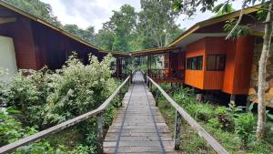 a walkway leading to a building in the woods at Bilit Adventure Lodge in Bilit