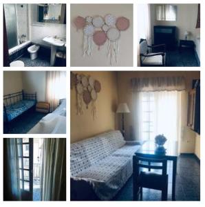 un collage de cuatro fotos de una habitación en Apartamento Valle del Medio, en San Vicente de Alcántara