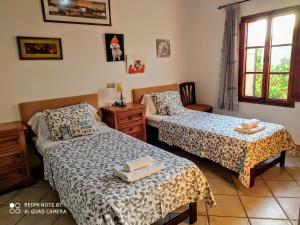 a bedroom with two beds and a window at Ca na Maria in Manacor +33 photos