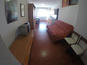卡奧萊的住宿－Condominio Commerciale，一间带电视和沙发的小客厅