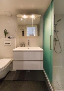 a bathroom with a sink and a toilet and a mirror at Tony's Place in Dubrovnik +53 photos