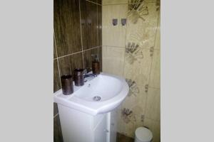 a bathroom with a white sink and a toilet at Zámeček Zdíky - Knížecí apartmán in Bujanov