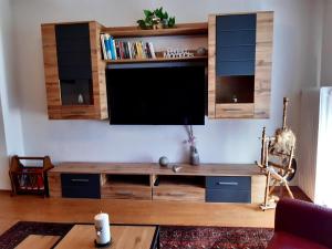 salon z telewizorem z płaskim ekranem na ścianie w obiekcie Haus Reason w mieście Kitzbühel