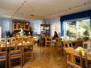 two people sitting at tables in a restaurant at Hotel Villa Tummelchen in Cochem