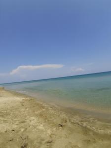an empty beach with the ocean in the background at Μpasias Apartments in Paralia Katerinis
