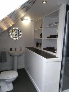 een badkamer met een toilet en een wastafel bij The Old Endie Hoose Kirkwall Orkney in Kirkwall