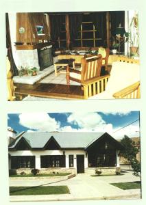 dos fotos de una casa con porche en La Posada B&B en Esquel