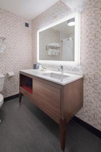 W łazience znajduje się umywalka i lustro. w obiekcie Holiday Inn Asheville - Biltmore West, an IHG Hotel w mieście Asheville