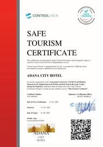 Certifikát, hodnocení, plakát nebo jiný dokument vystavený v ubytování Adana City Boutique Hotel