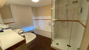 a bathroom with a shower and a toilet and a sink at Horchem Hotel-Restaurant-Café-Bar in Monschau