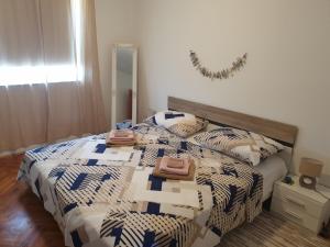 1 dormitorio con 2 camas y espejo en Apartment Boomerang, en Ražanac