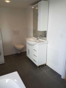 a bathroom with a sink and a toilet at Rome Apartment in Rheineck